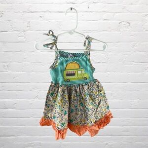 RicRac & Ruffles // Floral Striped Toddler Dress with Taco Truck and Ruffles